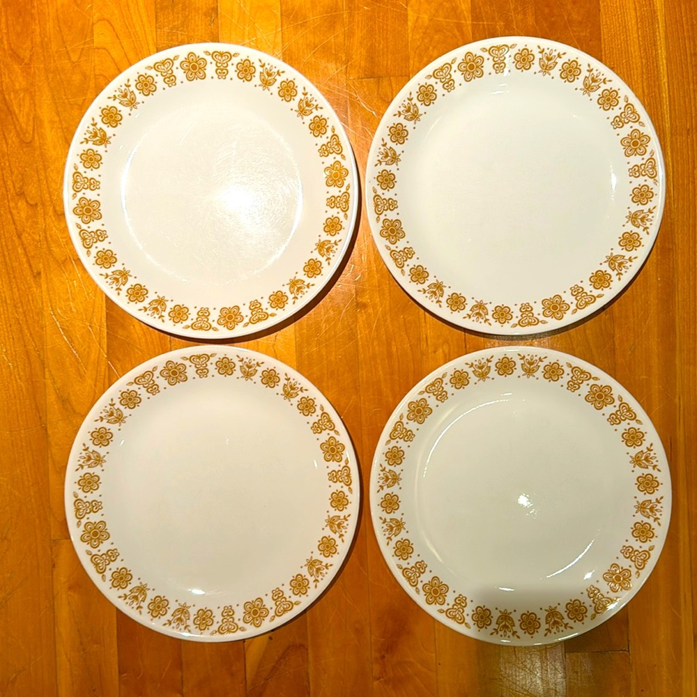 Corelle 6.75” BUTTERFLY GOLD Salad Plates Set of 4